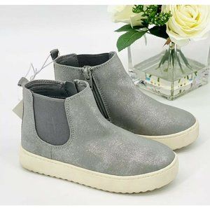 Toddler Girls Afi Sliver Gray Mid Top Sneaker Booties Size 5 Shoe Cat & Jack NEW